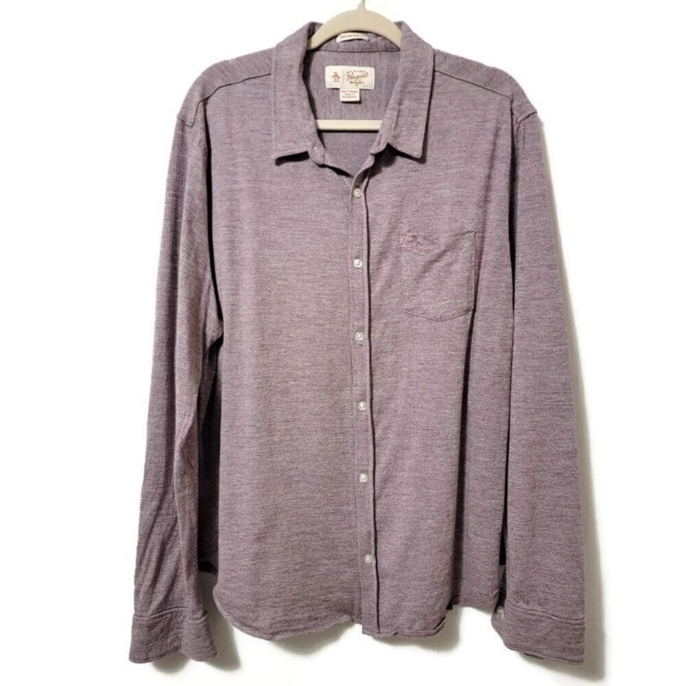 Penguin by Munsingwear Purple Cotton Heritage Slim Fit Long Sleeve Button Up XXL